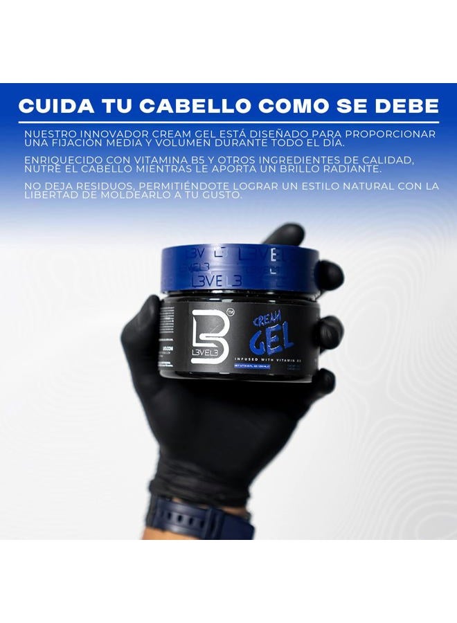 L3 جل كريمة المستوى 3 - يوفر حجم وثبات متوسط - مع فيتامينات لتغذية وحماية الشعر كريم تصفيف شعر الرجال المستوى الثالث (250 مل، صغير) - Image 2