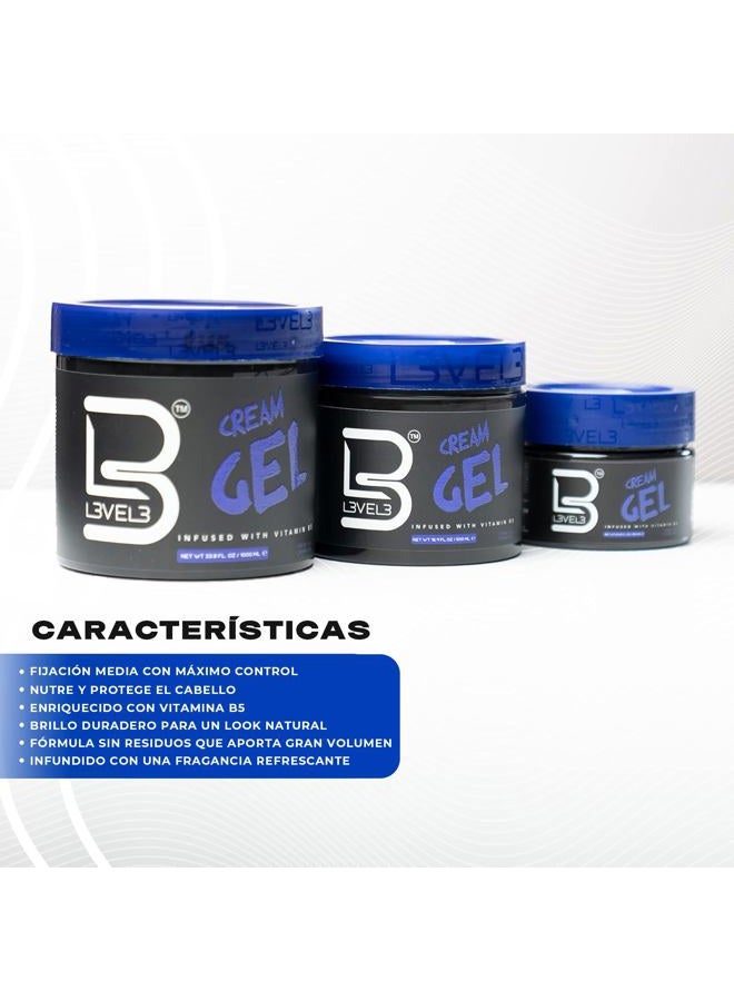 L3 جل كريمة المستوى 3 - يوفر حجم وثبات متوسط - مع فيتامينات لتغذية وحماية الشعر كريم تصفيف شعر الرجال المستوى الثالث (250 مل، صغير) - Image 4