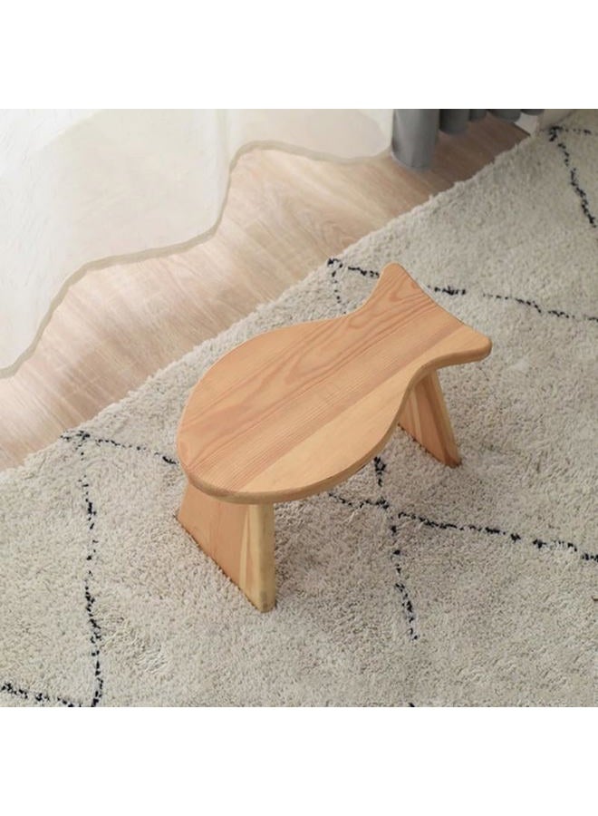 Levemolo Wooden Foot Resting Stool Fish-Shaped Step Stool for Kitchen Bathroom Bedroom Sturdy Construction Easy to Use - Image 3
