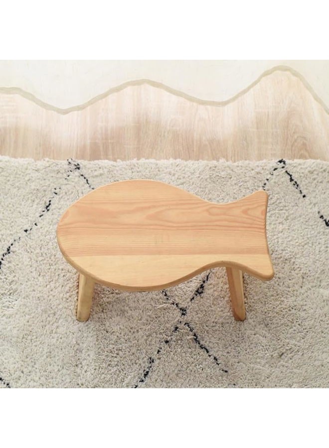 Levemolo Wooden Foot Resting Stool Fish-Shaped Step Stool for Kitchen Bathroom Bedroom Sturdy Construction Easy to Use - Image 5