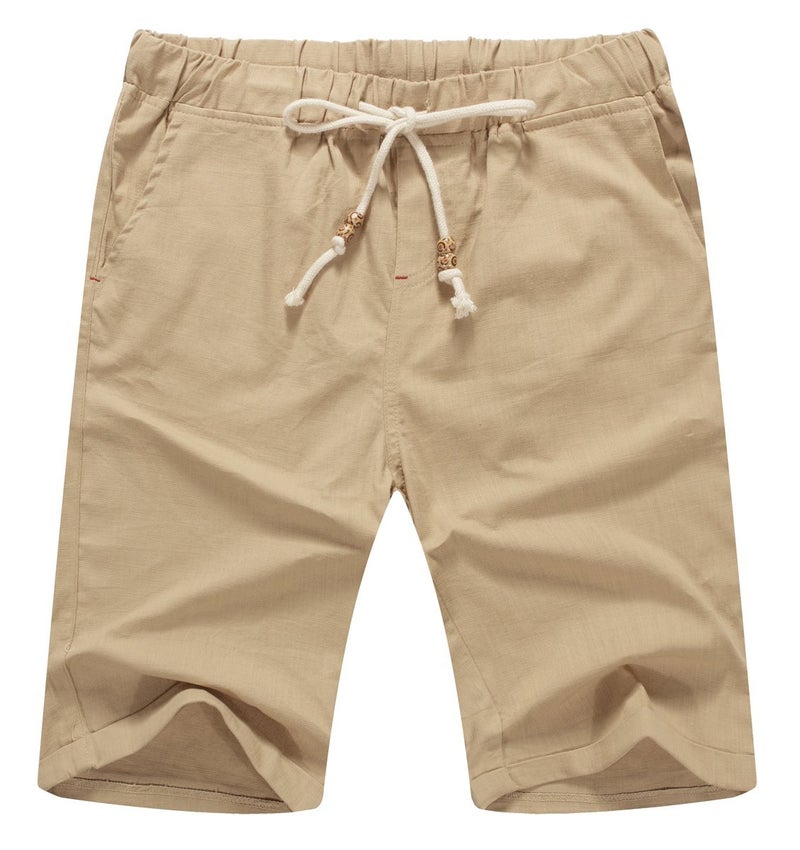 NITAGUT Men's Linen Casual Classic Fit Shorts Khaki XS - Image 1