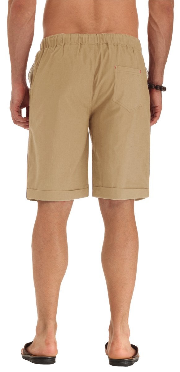 NITAGUT Men's Linen Casual Classic Fit Shorts Khaki XS - Image 5