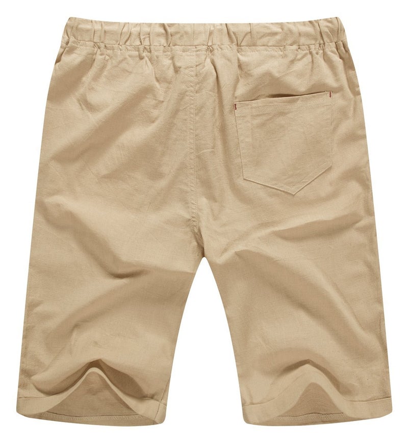 NITAGUT Men's Linen Casual Classic Fit Shorts Khaki XS - Image 2