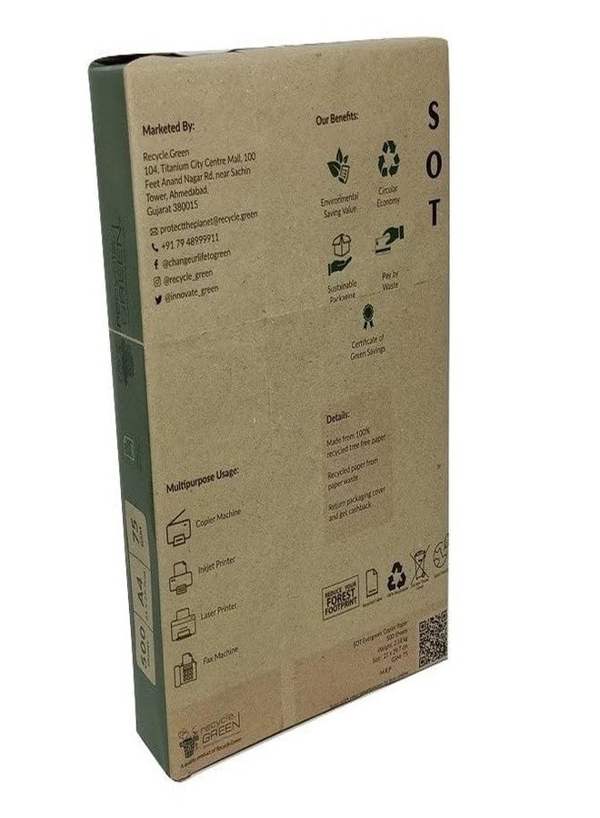 recycle.GREEN SOT | إيفرغرين 75 غرام/متر مربع | مقاس A4 - 500 ورقة | مصنوع من ورق معاد تدويره بنسبة 100% - Image 2