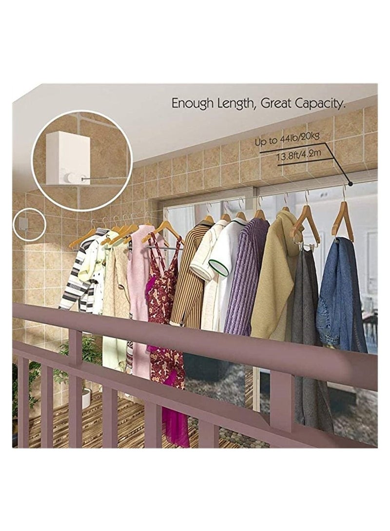 Y&D Clothesline, Retractable Clothesline Adjustable Stainless Steel Rope, Indoor Clothes Hanger Wall Mounted Drying Towel Rack for Outdoor, No Drilling Self Adhesive  - Image 3