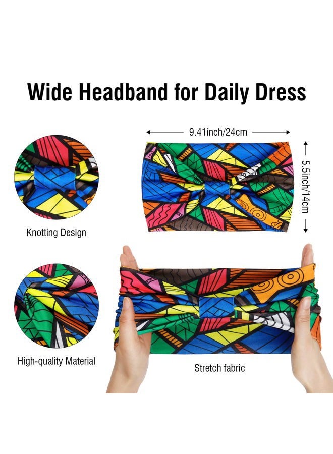 Huachi Wide Headbands for Women Boho Workout Head Bands for Women's Hair African Knotted Non Slip Headwrap Turban Sport Yoga Girls Bandeau Hair Accessories (Pack of 4)  - Image 3