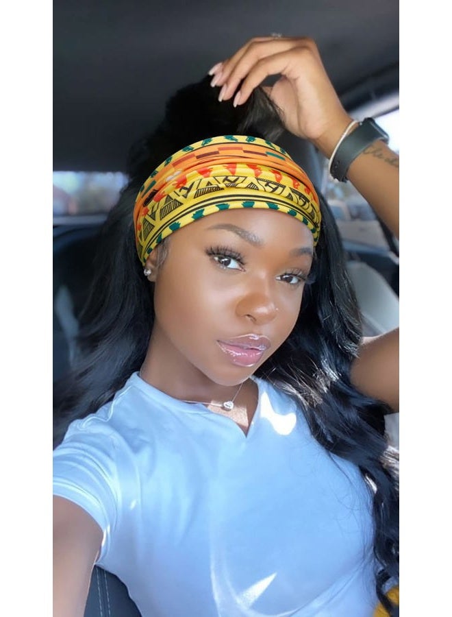 Huachi Wide Headbands for Women Boho Workout Head Bands for Women's Hair African Knotted Non Slip Headwrap Turban Sport Yoga Girls Bandeau Hair Accessories (Pack of 4)  - Image 5