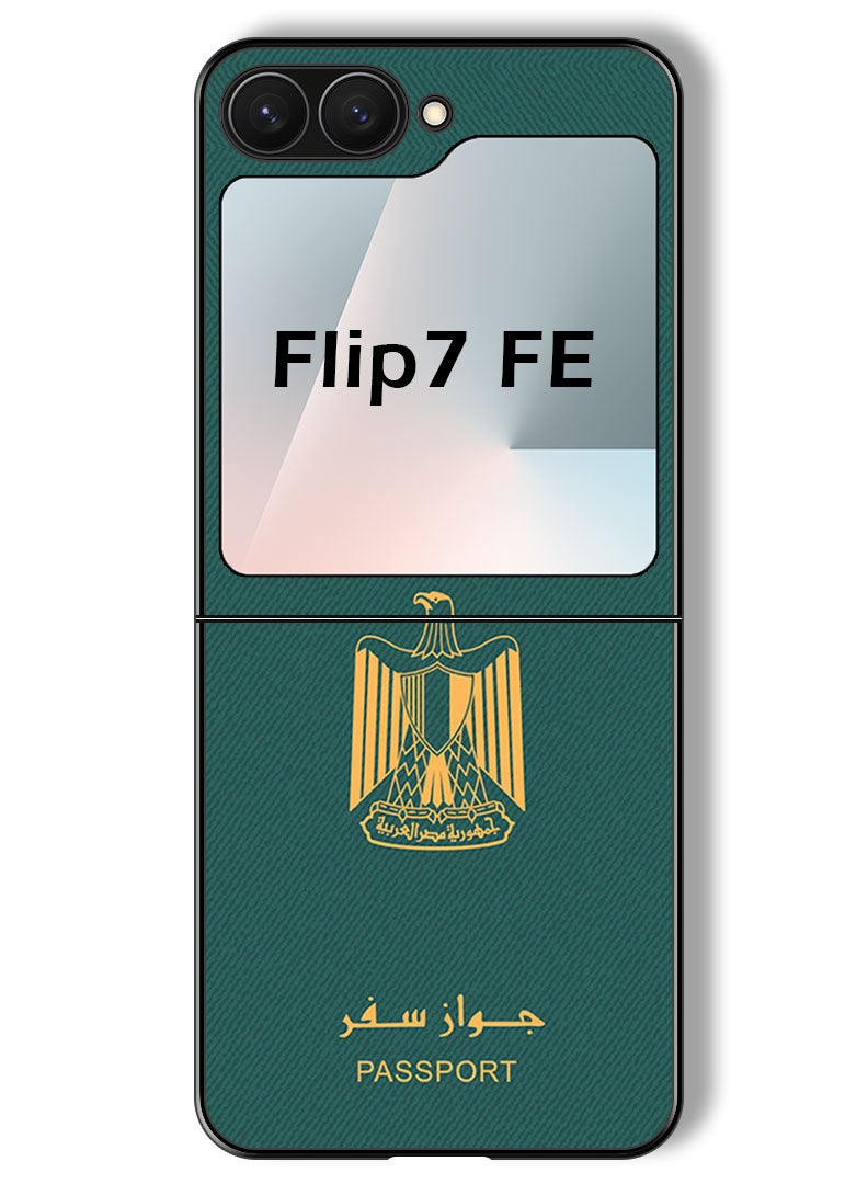Theodor Case Compatible with Samsung Galaxy Z Flip 7 FE 6.7 Inch Protection Shockproof Bumper Cover Egypt Passport - Image 1