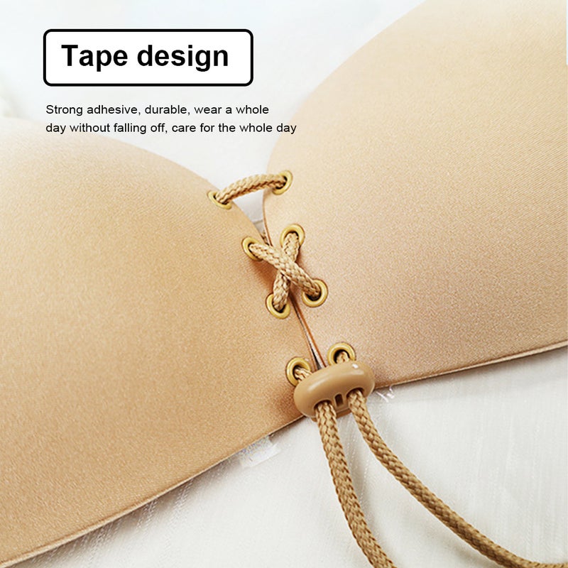 Sticky Bras for Women Push Up Strapless Backless Invisible Adhesive Bra Wing Shape Adjustable Drawstring Reusable Silicone Bra Cup - Image 2