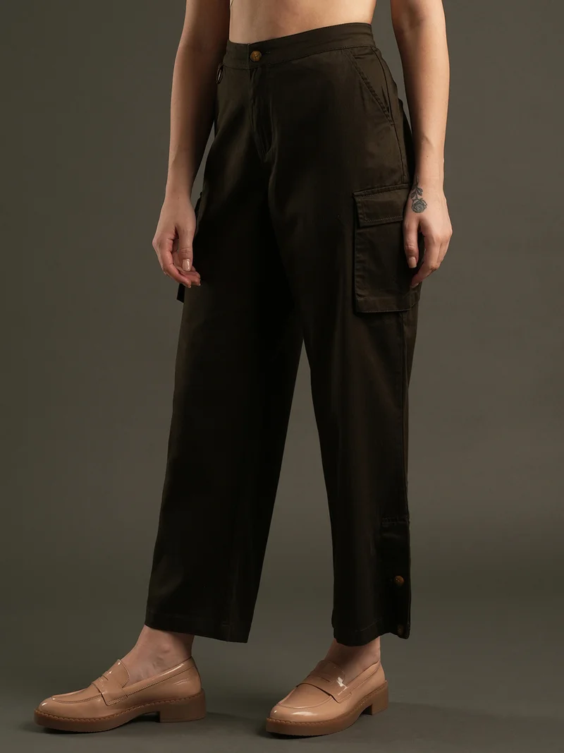 globus Globus Women Relaxed Loose Fit Mid-Rise Cargos Trousers