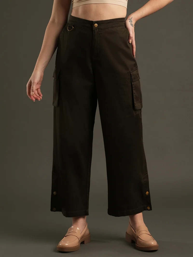 globus Globus Women Relaxed Loose Fit Mid-Rise Cargos Trousers
