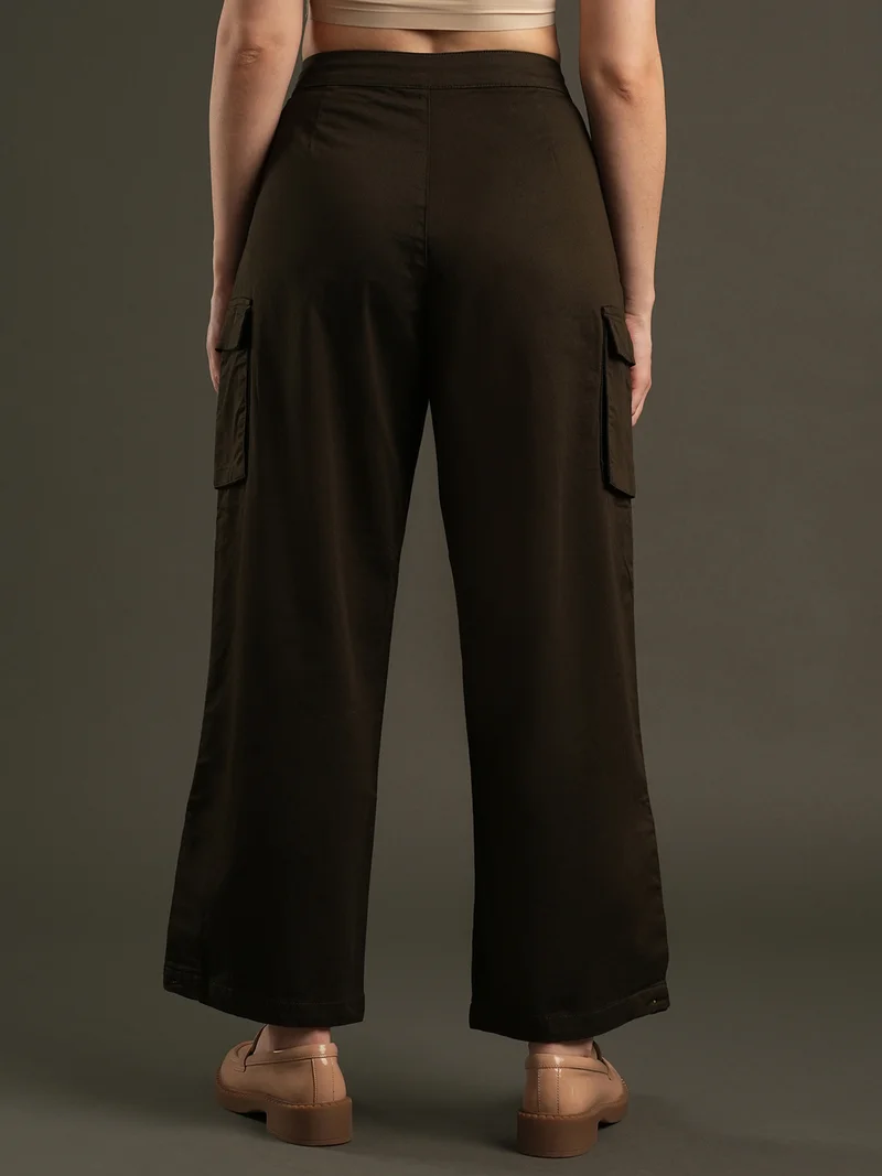 globus Women Relaxed Loose Fit Mid-Rise Cargos Trousers