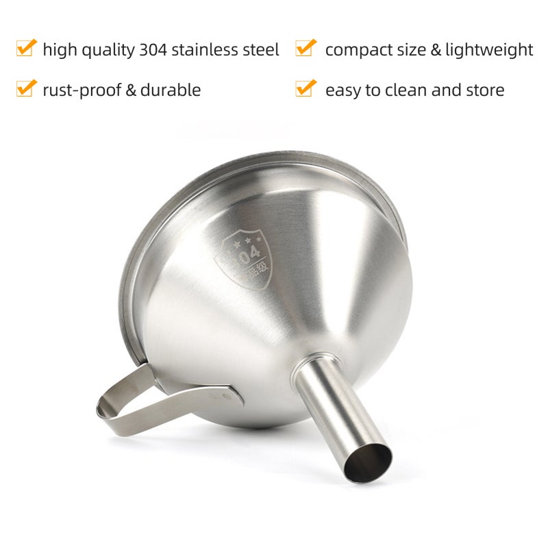 Resin Filter: 1 Set Silver Stainless Steel Funnel With Removable Dense Mesh - Spill-Proof Narrow Stem, Easy To Clean & Portable For 3D Printer Resin, Kitchen Liquid Seasoning Sub-Packaging - Image 3