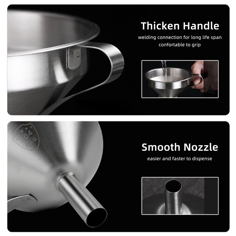 Resin Filter: 1 Set Silver Stainless Steel Funnel With Removable Dense Mesh - Spill-Proof Narrow Stem, Easy To Clean & Portable For 3D Printer Resin, Kitchen Liquid Seasoning Sub-Packaging - Image 5