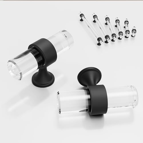 CEYMIO 2 inch 6 Pack Cabinet Handles and Pulls for Cabinets and Drawers Kitchen Bathroom Bedroom Pull Door Handle Single Hole Distance Glass Crystal Knobs Black Matte - Image 1