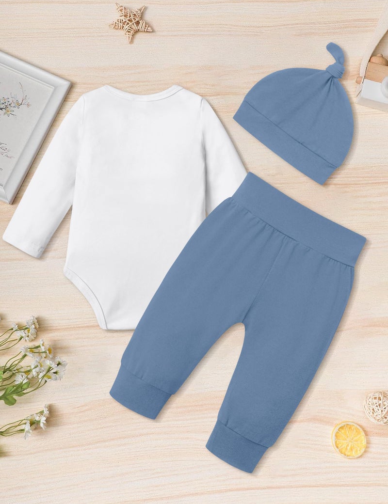 Fommy Baby Boy Clothes 3-6 Months Infant Boy Clothes Long Sleeve Mamas Boy Print Baby Boy Outfit Cute Infant Boy Clothes 3pcs Baby Boy's Clothing Set - Image 5