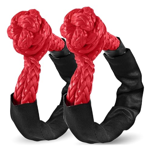 ZAMLIE 2 Pack Red Soft Shackle 57,000 LBS Breaking Strength 1/2 inch X 22 inch with Protective Sleeve for Off-Road Sailing Trucks 4x4 UTV Synthetic Road Recovery Rope Soft Shackle for Recovery - Image 1