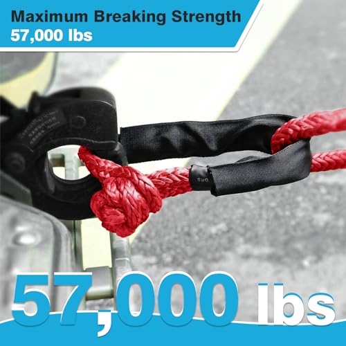 ZAMLIE 2 Pack Red Soft Shackle 57,000 LBS Breaking Strength 1/2 inch X 22 inch with Protective Sleeve for Off-Road Sailing Trucks 4x4 UTV Synthetic Road Recovery Rope Soft Shackle for Recovery - Image 2