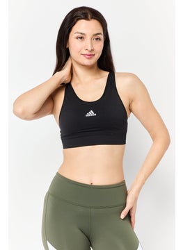 Women Brand Logo Padded Sports Bra, Black
