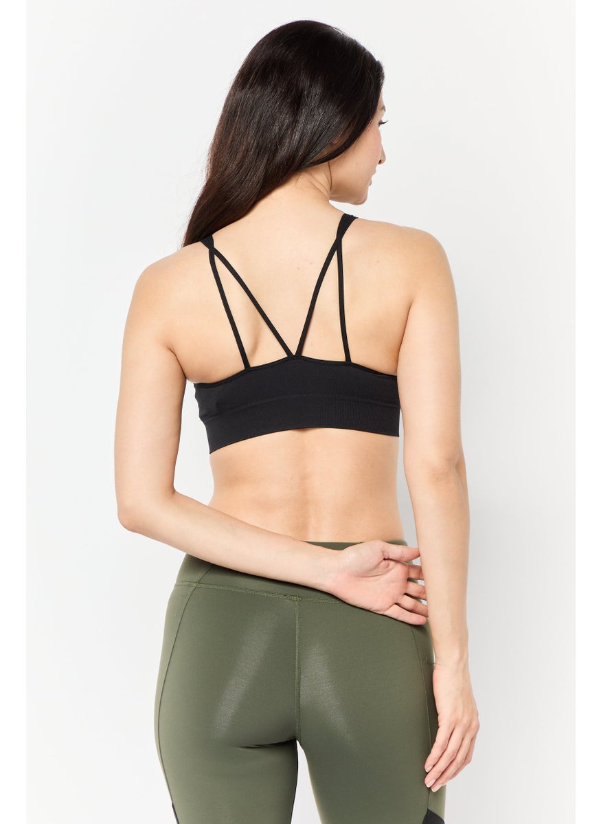 Adidas - Women Brand Logo Padded Sports Bra, Black - Image 1