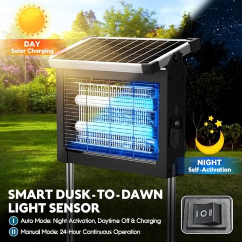 Solar Bug Zapper Outdoor 4500V Rechargeable Mosquito Zapper 4000mAh Battery Indoor Outdoor Use Waterproof for Patio, Garden, Camping - Image 4
