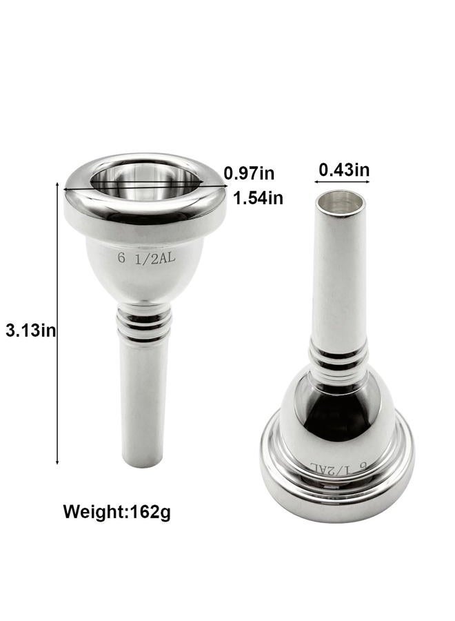 Missmore 6 1/2AL Silver Trombone Mouthpiece - Professional Grade Brass Instrument Mouthpiece for Tenor Trombone, Premium Sound & Durability - Image 2