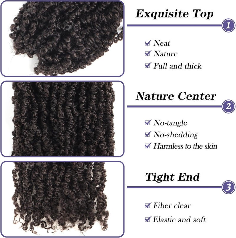 Datanala Yanky Twists Crochet Braiding Hair Color 4# 10 Inch 9 Packs Crochet Hair with Curls Micro Spring Twists Pre-looped Curly Crochet Braids Hair Extensions for Women - Image 3