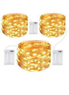 بامير 2-Set سلسلة أضواء خرافية 10Mtr 33ft 100 LEDs أبيض دافئ AA بطارية تعمل شرائط LED لعيد الميلاد وعيد رمضان وديوالي وحفلات الزفاف وأعياد الميلاد وديكور المنزل ووضع واحد وزر صندوق البطارية على إيقاف التشغي  - Image 1