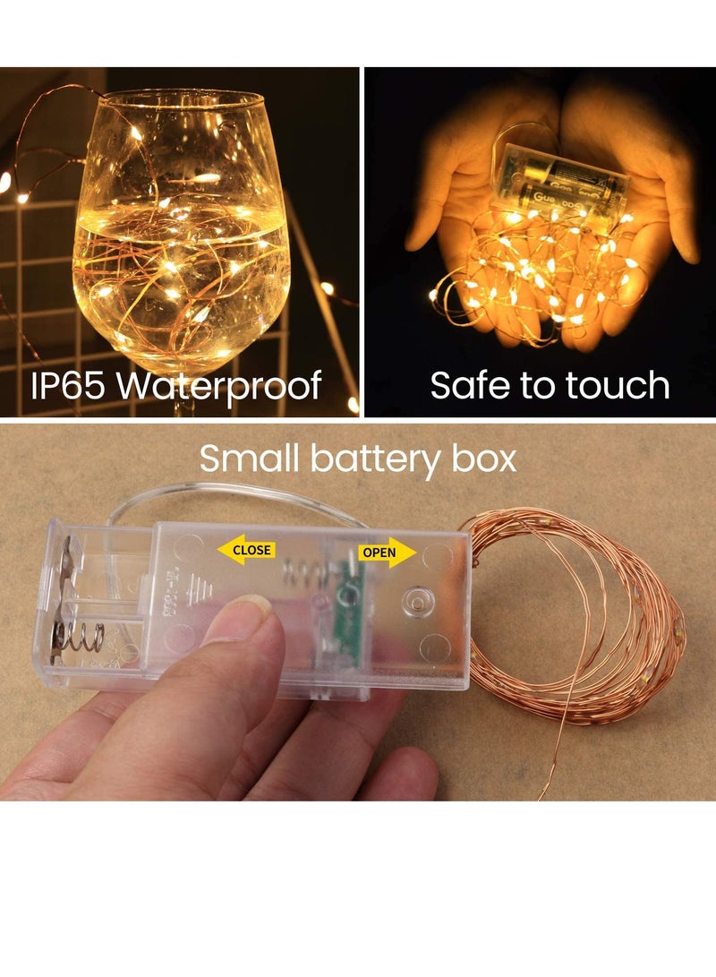 PAMEER 2-Set Fairy String Lights 10Mtr 33ft 100 LEDs Warm White AA Battery Operated LED Strips for Christmas EID Ramadan Diwali Wedding Birthday Party Home Decoration Single Mode Battery Box Button ON OFF  - Image 5