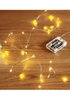 بامير 2-Set سلسلة أضواء خرافية 10Mtr 33ft 100 LEDs أبيض دافئ AA بطارية تعمل شرائط LED لعيد الميلاد وعيد رمضان وديوالي وحفلات الزفاف وأعياد الميلاد وديكور المنزل ووضع واحد وزر صندوق البطارية على إيقاف التشغي  - Image 3