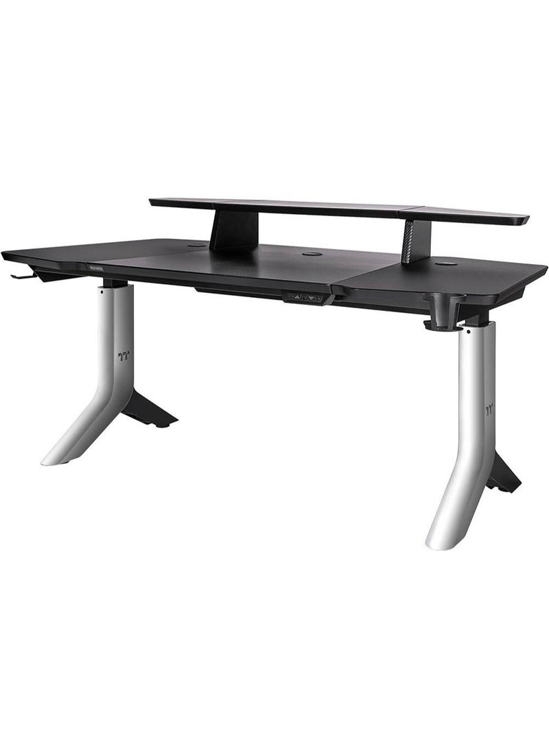 ثيرمال تيك مكتب الألعاب الذكي ARGENT P900 - تصميم ستوديو إف. إيه. بورشه، قابل لتعديل الارتفاع كهربائياً من 70 إلى 100 سم، مقاوم للصدمات، يتحمل وزنًا يصل إلى 150 كجم، إضاءة RGB LED، 4 إعدادات ذاكرة مسبقة، تحكم عبر Wi-Fi وتطبيق، إدارة الكابلات، سطح مكتب من MDF مقاوم للخدش | GGD-ARG-BKEIRX-01 - Image 1