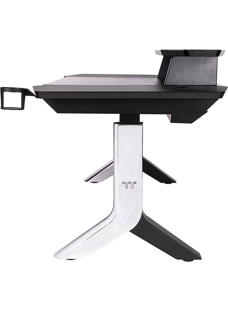 ثيرمال تيك مكتب الألعاب الذكي ARGENT P900 - تصميم ستوديو إف. إيه. بورشه، قابل لتعديل الارتفاع كهربائياً من 70 إلى 100 سم، مقاوم للصدمات، يتحمل وزنًا يصل إلى 150 كجم، إضاءة RGB LED، 4 إعدادات ذاكرة مسبقة، تحكم عبر Wi-Fi وتطبيق، إدارة الكابلات، سطح مكتب من MDF مقاوم للخدش | GGD-ARG-BKEIRX-01 - Image 3