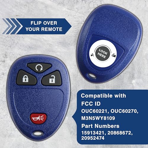 KeylessOption 2X KeylessOption Key Fob Replacement for 2007 2008 2009 2010 2011 2012 2013 2014 2015 2016 2017 Buick Cadillac Chevrolet Chevy GMC Pontiac Saturn Remote, 4-Button 15913421, Locksmith Required 2011+ - Image 4