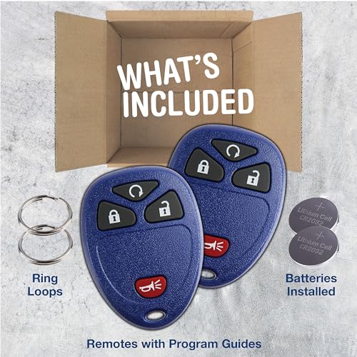 KeylessOption 2X KeylessOption Key Fob Replacement for 2007 2008 2009 2010 2011 2012 2013 2014 2015 2016 2017 Buick Cadillac Chevrolet Chevy GMC Pontiac Saturn Remote, 4-Button 15913421, Locksmith Required 2011+ - Image 2