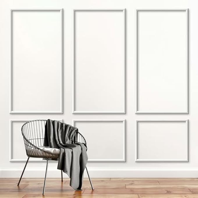 WALL MOLDING 3 SET PREMADE WAINSCOTING PANELS FOR INTERIOR WALL DCOR INSTALLED WITH CONSTRUCTION GLUE WAINSCOTING ACCENT PANEL (TOP 63X39 IN+BOTTOM 28X39 IN) STYLE 2 - Image 2