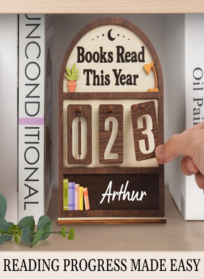 DINIZON Books Read This Year Counter, Book Counter Sign for Reading Challenge, Books Read Tracker, Bookish Gifts for Book Lovers, Librarian, Reader, Women, Shelf Decor, Bookshelf Decor - Image 2