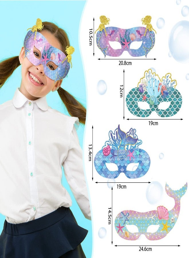 Minatee 24 Pieces Mermaid Party Favors Paper Mermaid Mask for Kids Under the Sea Ocean Decorations Kids Cosplay Party Supplies Girls Birthday Favors - Image 2