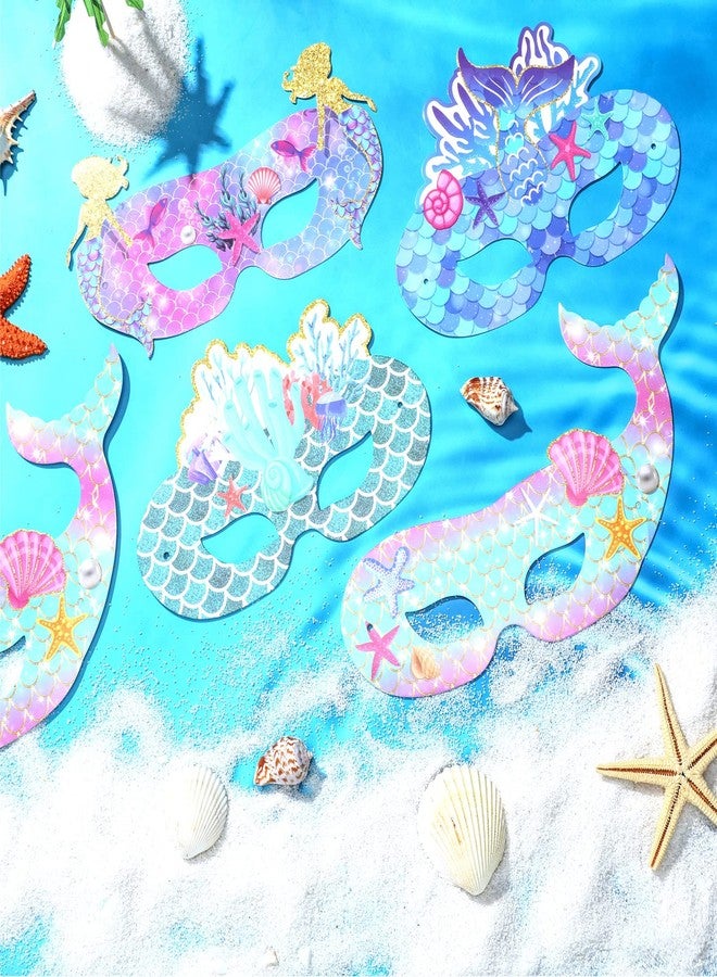 Minatee 24 Pieces Mermaid Party Favors Paper Mermaid Mask for Kids Under the Sea Ocean Decorations Kids Cosplay Party Supplies Girls Birthday Favors - Image 4