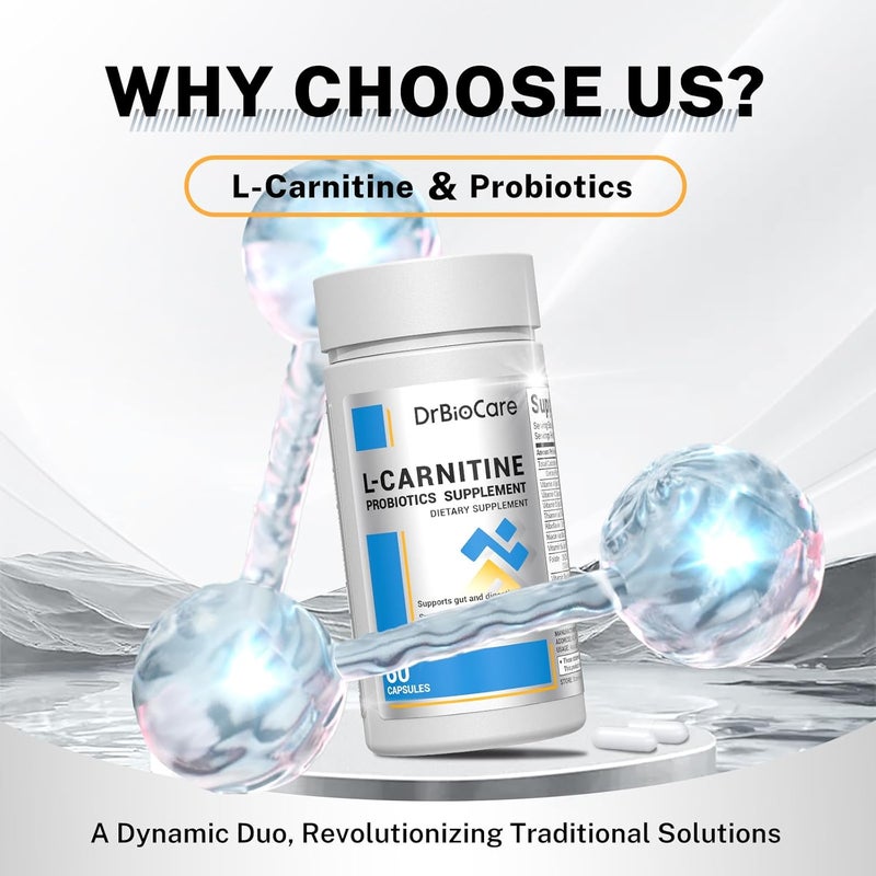 DrBioCare LCarnitine Probiotics Supplement Contains LCarnitine Probiotics Green Coffee Powder Yerha Mate Extract Garcinia Cambogia Extract Vitamin B Complex Vitamin A Vitamin C 60 Capsules - Image 2
