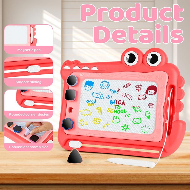 OFFCUP Magic Slate for Children, Baby Toy 1-5 Years, 4 Colours Magnetic Drawing Board with Pen and 4 Stamps, Erasable Magnetic Board Educational Toy for Girls Boys - Image 4