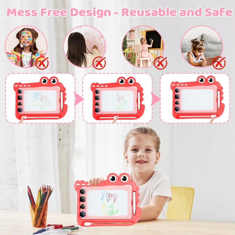 OFFCUP Magic Slate for Children, Baby Toy 1-5 Years, 4 Colours Magnetic Drawing Board with Pen and 4 Stamps, Erasable Magnetic Board Educational Toy for Girls Boys - Image 5