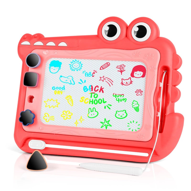 OFFCUP Magic Slate for Children, Baby Toy 1-5 Years, 4 Colours Magnetic Drawing Board with Pen and 4 Stamps, Erasable Magnetic Board Educational Toy for Girls Boys - Image 2