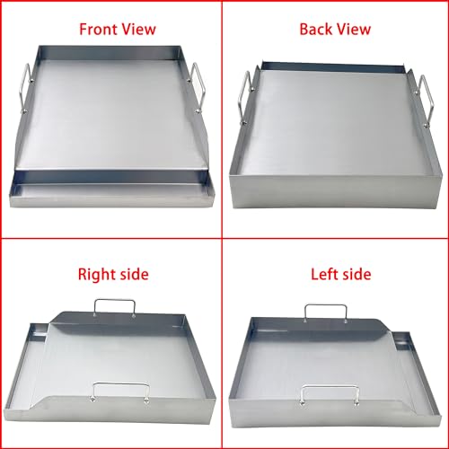 Direct Store Parts DS125 Stainless Steel BBQ Cooking Griddle, Universal Flat Top Griddle with 2 Handles for Most Gas Grills, W12.5"×D16"×H2.75", Heavy Duty Stainless Steel Griddle 1PC, Small Size - Image 3