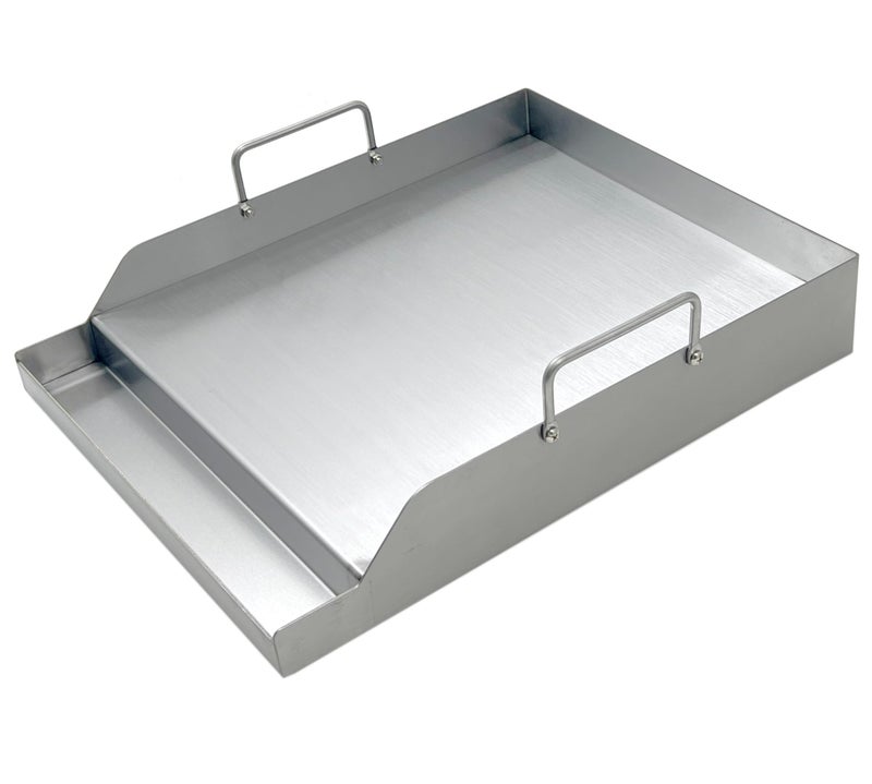 Direct Store Parts DS125 Stainless Steel BBQ Cooking Griddle, Universal Flat Top Griddle with 2 Handles for Most Gas Grills, W12.5"×D16"×H2.75", Heavy Duty Stainless Steel Griddle 1PC, Small Size - Image 1