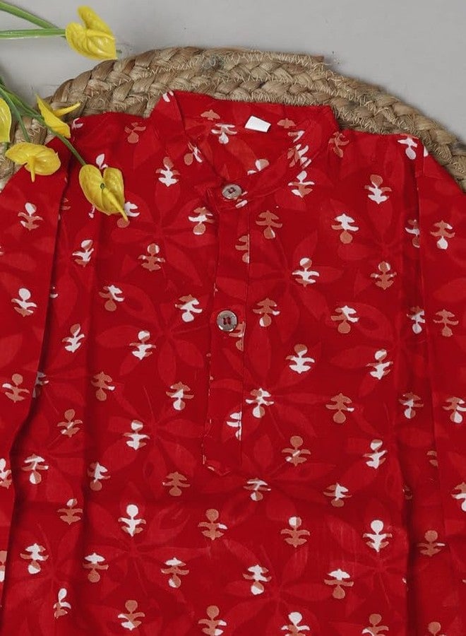 LITTLE DREAMS Baby Boy Dhoti Rayon Kurta Set(Red-12) - Image 3