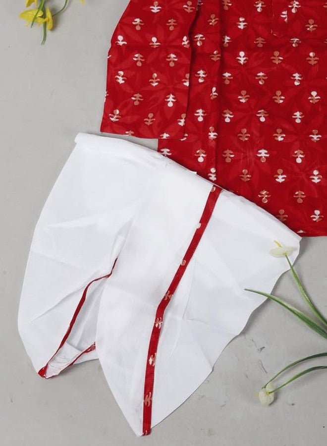 LITTLE DREAMS Baby Boy Dhoti Rayon Kurta Set(Red-12) - Image 2
