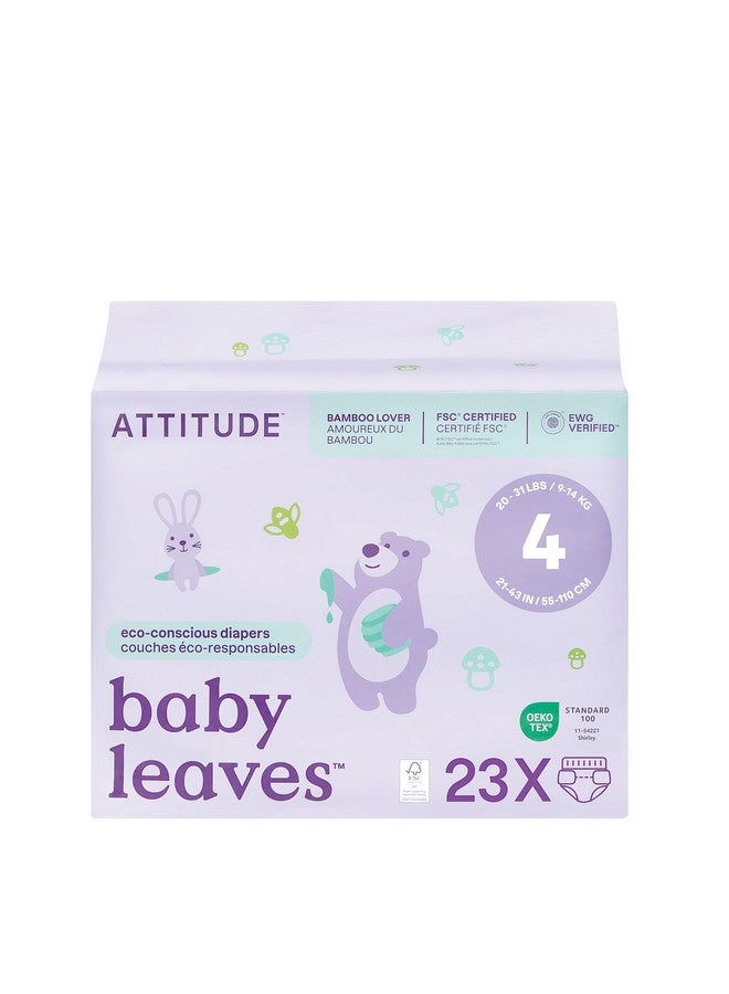 ATTITUDE Eco-Conscious Disposable Diapers, EWG Verified, Size 4 (20-31 lbs), Ultra Absorbent for Baby, Vegan & Plant-Based, 23 Count - Image 1