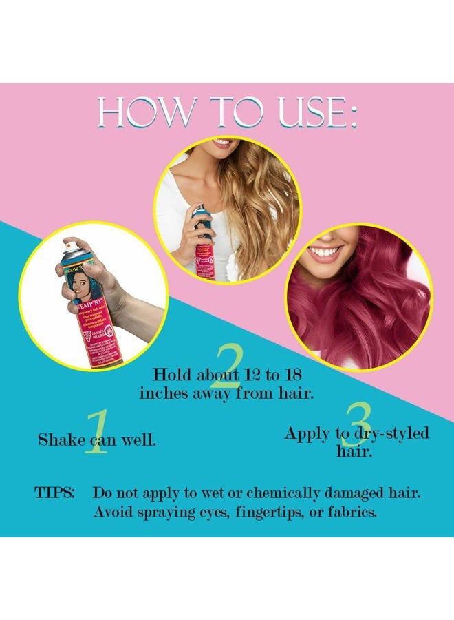 Jerome Russell Temporary Hair Color Spray, Burgundy - Intense Fast-Drying, Non-Sticky, Travel Size Hair Tint for Instant Vivid Color, 2.2 oz - Image 4