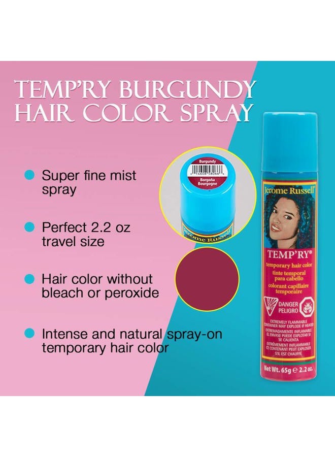 Jerome Russell Temporary Hair Color Spray, Burgundy - Intense Fast-Drying, Non-Sticky, Travel Size Hair Tint for Instant Vivid Color, 2.2 oz - Image 3