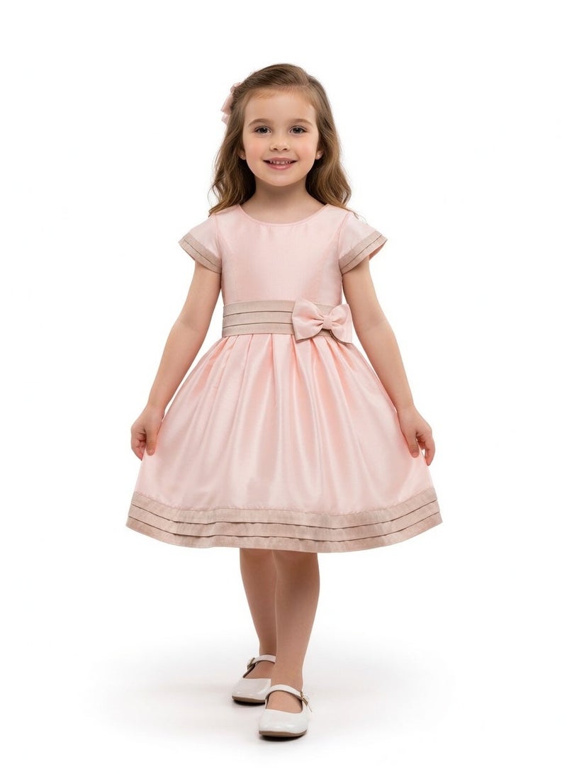 Queen STRIPY PEACH Girls Party Dress, Princess Dress Party Wear Wedding Evening Formal Pageant Dance Gown for Birthday Kid Girls Elegant - Image 5